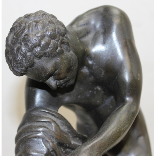 1419 - After Edme Dumont (French, 1761-1844): a cast metal Figure of Milo of Croton, attempting to split th... 