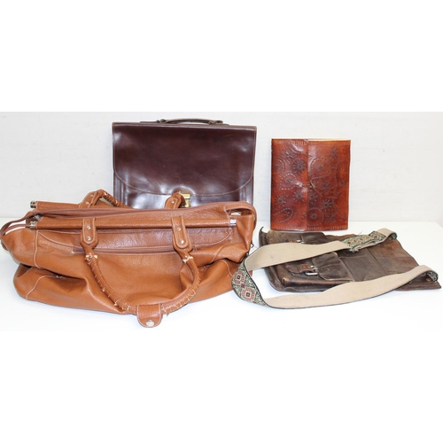 223 - 4 assorted vintage and later leather, faux leather bags and items etc, to inc a shoulder bag from Ga... 