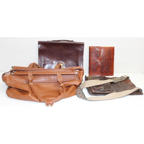 223 - 4 assorted vintage and later leather, faux leather bags and items etc, to inc a shoulder bag from Ga... 