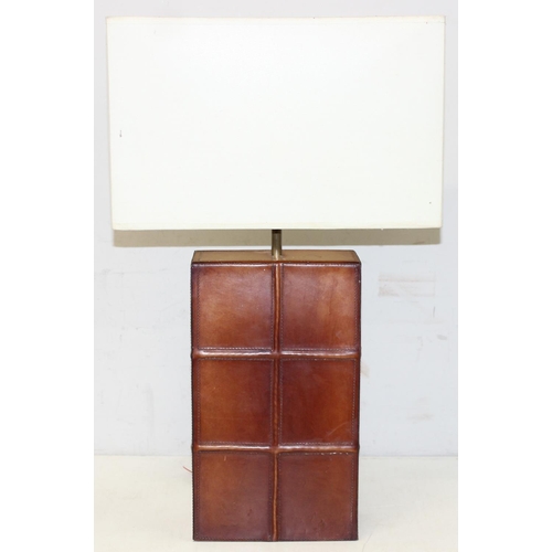 268C - David Hunt Lighting - a vintage style leather lamp with shade, approx 63cm tall