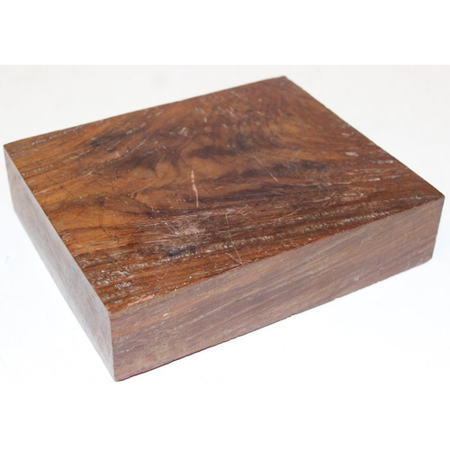 291 - A large polished block of blank hardwood, unknown wood, approx 25cm x 21cm x 6cm