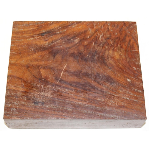 291 - A large polished block of blank hardwood, unknown wood, approx 25cm x 21cm x 6cm