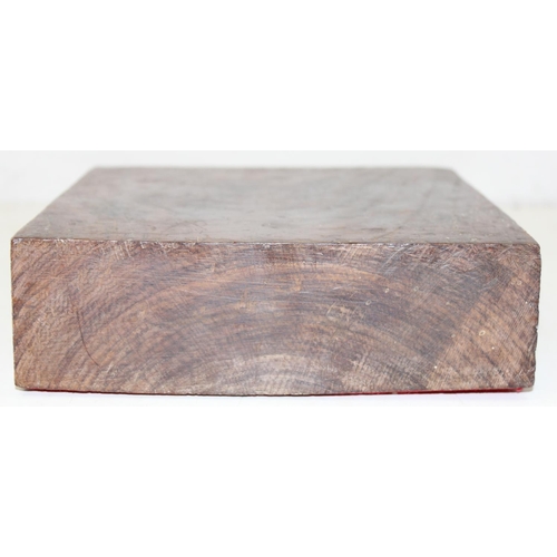 291 - A large polished block of blank hardwood, unknown wood, approx 25cm x 21cm x 6cm