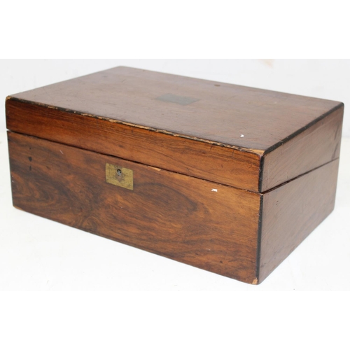 292 - 2 antique writing slopes and an Art Deco period oak fitted cutlery box, the largest approx 43cm wide... 