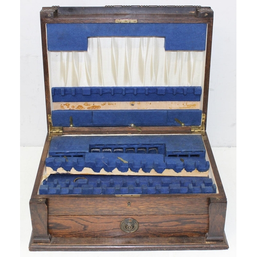 292 - 2 antique writing slopes and an Art Deco period oak fitted cutlery box, the largest approx 43cm wide... 