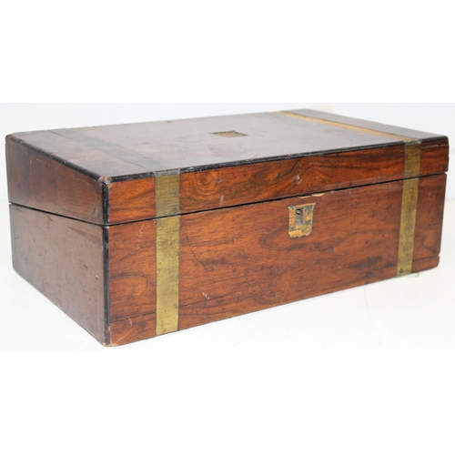 292 - 2 antique writing slopes and an Art Deco period oak fitted cutlery box, the largest approx 43cm wide... 