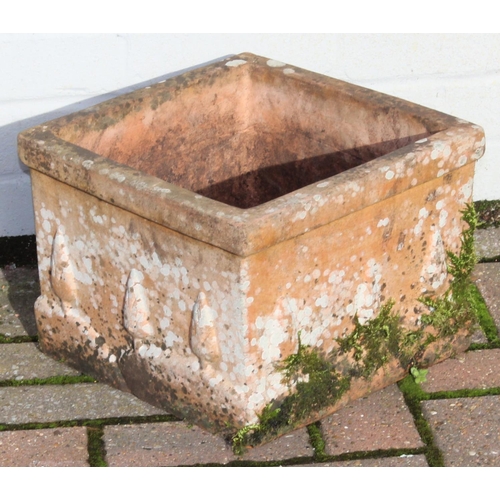 309 - An antique style square shaped terracotta garden trough planter, approx 32cm wide x 32cm deep x 24cm... 