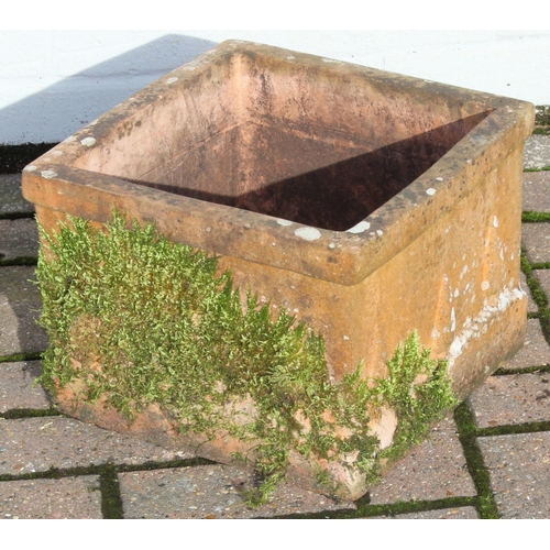 309 - An antique style square shaped terracotta garden trough planter, approx 32cm wide x 32cm deep x 24cm... 