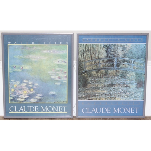 457 - 2 vintage Claude Monet gallery advertising posters in frames, each approx 53cm x 43cm inc frames