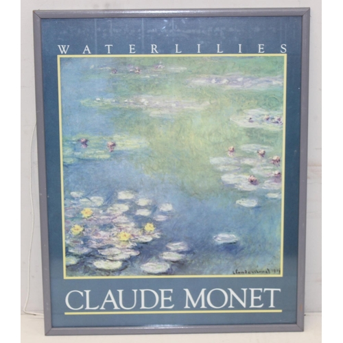 457 - 2 vintage Claude Monet gallery advertising posters in frames, each approx 53cm x 43cm inc frames