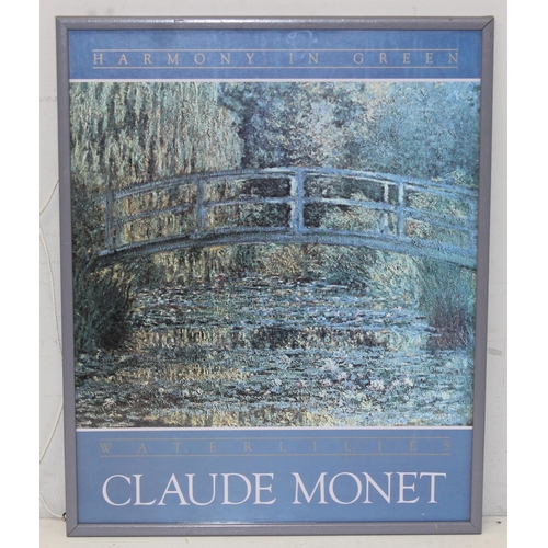 457 - 2 vintage Claude Monet gallery advertising posters in frames, each approx 53cm x 43cm inc frames