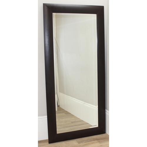 461 - A large brown framed wooden wall mirror, approx 189cm x 90cm