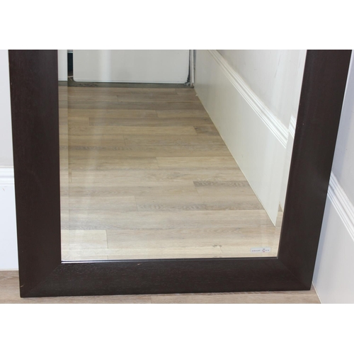 461 - A large brown framed wooden wall mirror, approx 189cm x 90cm