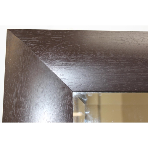 461 - A large brown framed wooden wall mirror, approx 189cm x 90cm