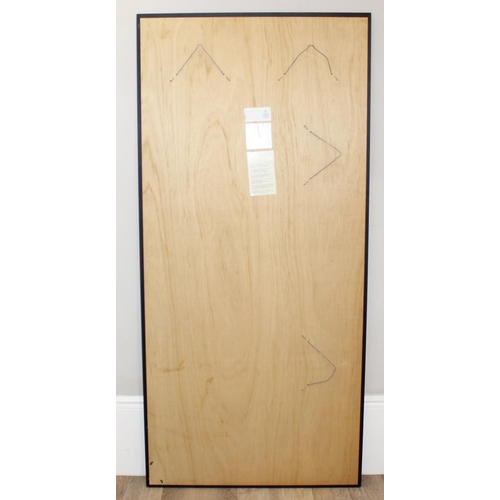 461 - A large brown framed wooden wall mirror, approx 189cm x 90cm