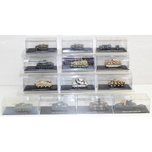 643 - Quantity of scale model WWII military vehicles to include Hummel self propelled howitzer, M3 Grant t... 