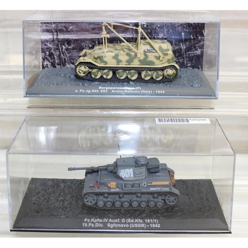 643 - Quantity of scale model WWII military vehicles to include Hummel self propelled howitzer, M3 Grant t... 