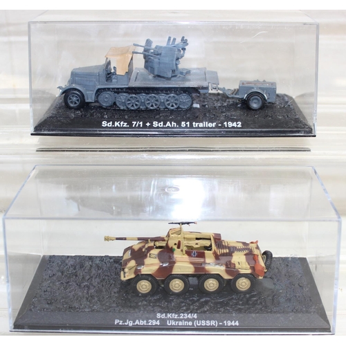 643 - Quantity of scale model WWII military vehicles to include Hummel self propelled howitzer, M3 Grant t... 