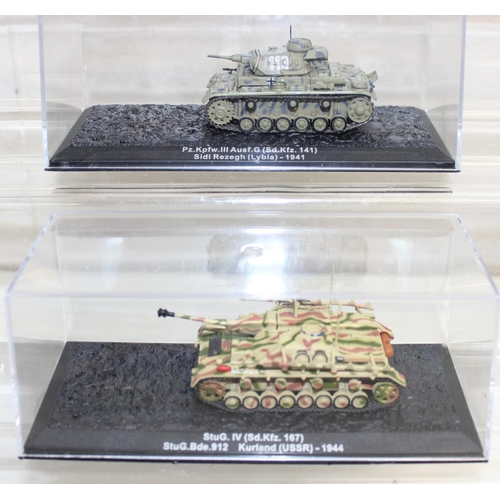 644 - Quantity of scale model WWII military vehicles to include Bergpanzer Tiger, Jagdpanther tank destroy... 