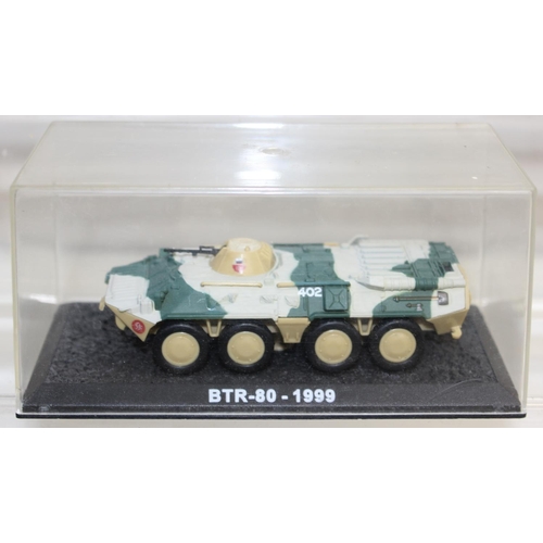 645 - Quantity of scale model WWII military vehicles to include Wirbelwind anti-aircraft tank, T-34 tank p... 