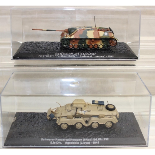 649 - Quantity of scale model WWII military vehicles to include M16 MGMC half-track, M4A3 Sherman tank plu... 