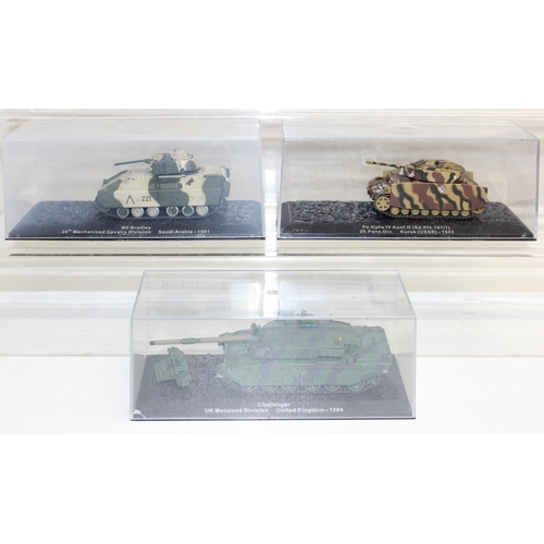 650 - Quantity of scale model military vehicles to include Challenger 1 battle tank, M2 medium tank and St... 