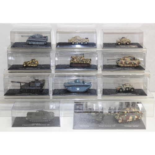 651 - Quantity of scale model WWII military vehicles to include Paladin SP howitzer, Churchill Mk VII tank... 