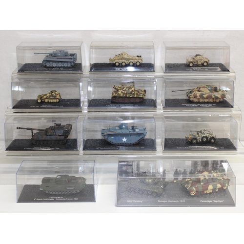 651 - Quantity of scale model WWII military vehicles to include Paladin SP howitzer, Churchill Mk VII tank... 