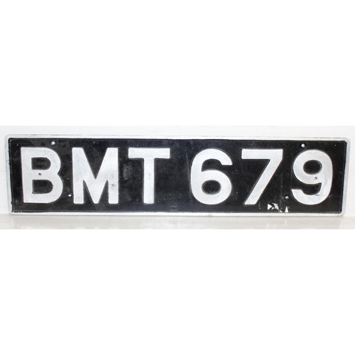 749 - Qty of vintage pressed aluminium car number plates to British and European examples, largest approx ... 