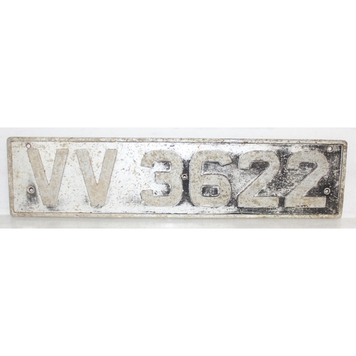 749 - Qty of vintage pressed aluminium car number plates to British and European examples, largest approx ... 