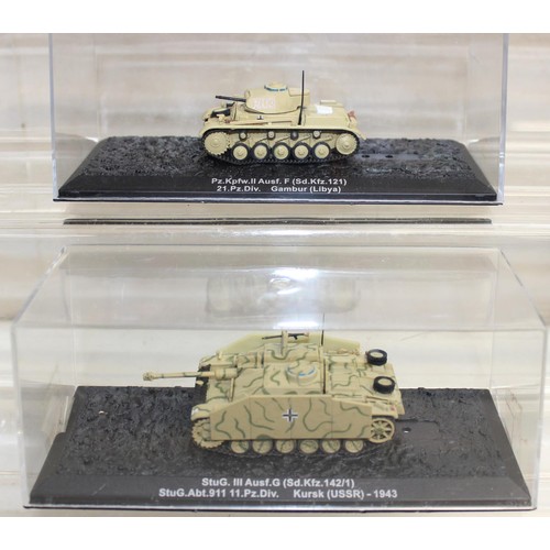 647 - Quantity of scale model WWII military vehicles to include a Sd Kfz 233 Stummel, Sturmgeschutz IV and... 