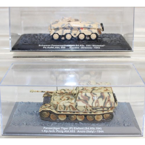 647 - Quantity of scale model WWII military vehicles to include a Sd Kfz 233 Stummel, Sturmgeschutz IV and... 