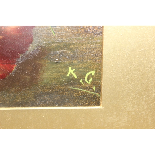 467 - A pair of 19th or 20th century oils on board depicting still life of fruit, signed KGJ lower left an... 