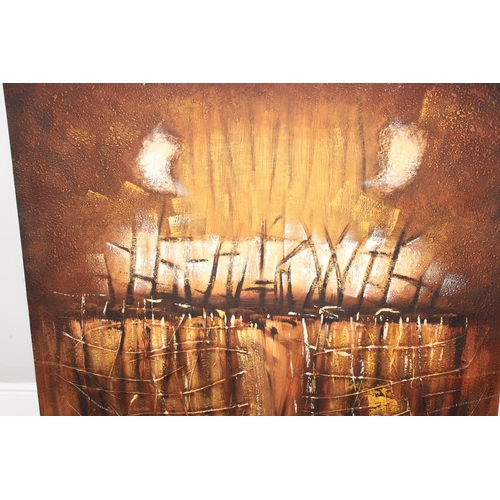 468 - Very large abstract textured oil on canvas, seemingly unsigned, approx 150cm x 150cm