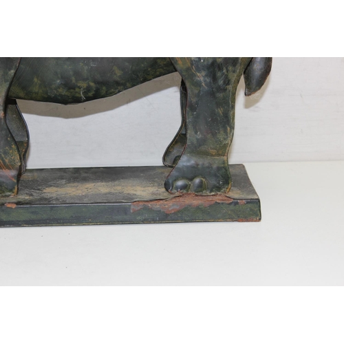 1583 - 3 reclaimed metal animal sculptures to include a Rhino and 2 elephants, elephants approx 80cm tall