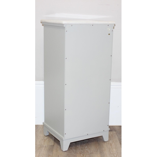 185 - Modern 3 drawer marble topped bathroom storage cabinet, approx 38cm W x 33cm D x 84cm H