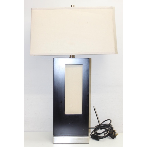 268F - Modernist style black and chrome table lamp, approx 80cm tall