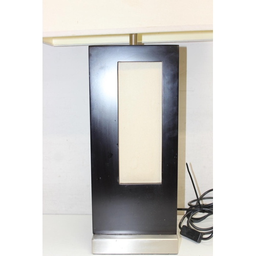 268F - Modernist style black and chrome table lamp, approx 80cm tall