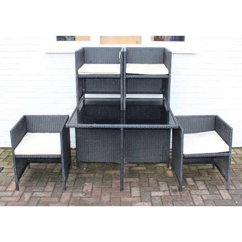 314 - 4 seater cube style rattan garden set, approx 110cm W x 74cm H