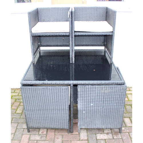 314 - 4 seater cube style rattan garden set, approx 110cm W x 74cm H