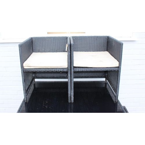 314 - 4 seater cube style rattan garden set, approx 110cm W x 74cm H