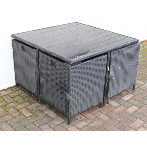 314 - 4 seater cube style rattan garden set, approx 110cm W x 74cm H