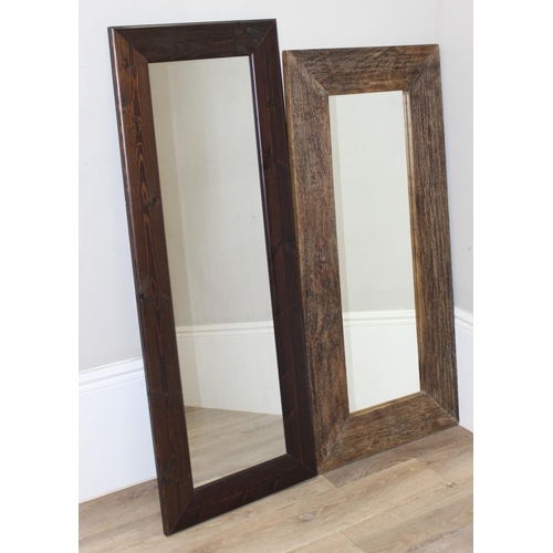 472 - 2 wooden wall hanging mirrors to include one with driftwood effect frame, largest approx 47cm W x 12... 