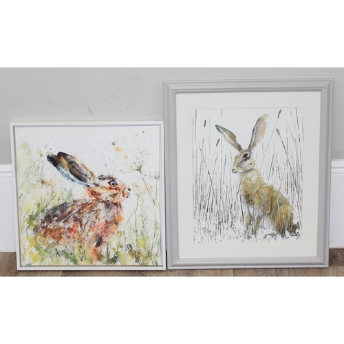 473 - 2 prints to include one by Lisa Jayne Holmes entitled 'Hare with Cow Parsley' and another by Sarah P... 