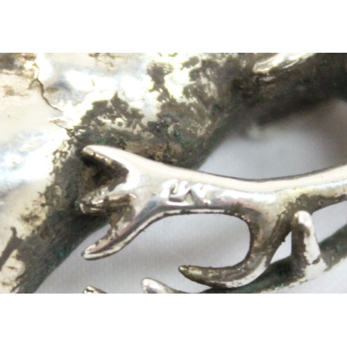 1092 - An unusual vintage cast silver model of a stag or deer, indistinctly marked in places but XRF confir... 