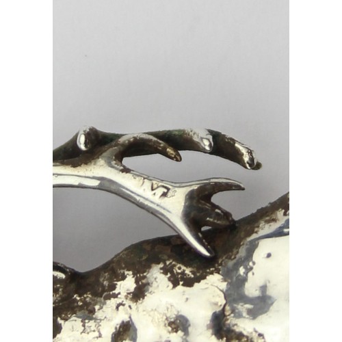 1092 - An unusual vintage cast silver model of a stag or deer, indistinctly marked in places but XRF confir... 