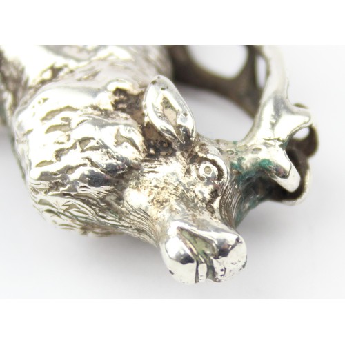 1092 - An unusual vintage cast silver model of a stag or deer, indistinctly marked in places but XRF confir... 