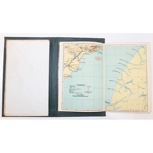18 - A vintage leather bound New Zealand road map set showing both the North & South Islands, the gilt to... 