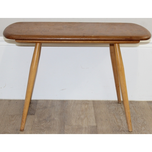 29 - A retro Ercol side table with blonde finish, blue & gold transfer label, approx 69cm wide x 43cm dee... 