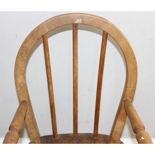 47 - A vintage Ercol style highchair with hoop back and a rustic wooden stool, high chair approx 88cm tal... 